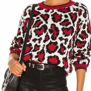 MOTHER Red and Black Animal Print Sweater